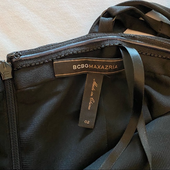 BCBGMaxAzria | Zippered One Shoulder Mini Dress - Black | Size 2 - Picture 8 of 15